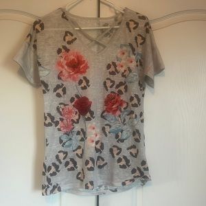 Knit floral & leopard top